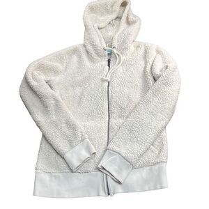Roxy Women’s White pullover zipper hoodie Fuzzy Fleece Jacket Size Small